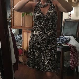 Speechless Brown & White Simple Halter Dress